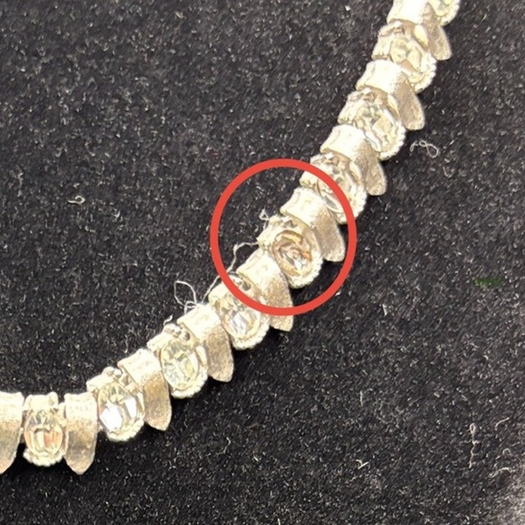 Trifari Silver Necklace with Clear Accents - Picture 7 of 7